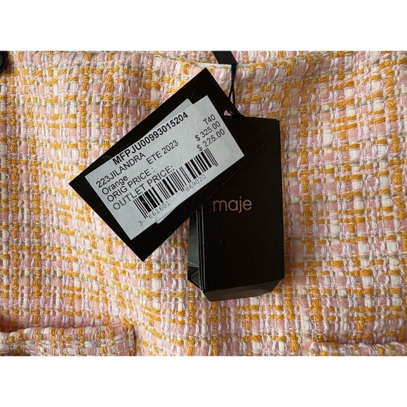 Maje womens Jilandra Tweed Short Mini Skirt size 40 EU (10 US) Orange Pink $325 - Picture 9 of 12